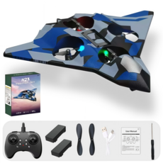 입문용 어린이 선물용 RC 전투기 드론 20분 비행 지속 미니드론 무선조종 고성능 LED 비행기 장난감, 스카이 블루, 1개