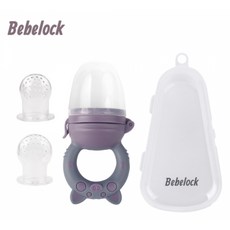 BeBeLock 奶嘴水果棒 小豬(綠/紫) 附收納盒 含3個月咬嘴 6個月咬嘴, 紫, 1個