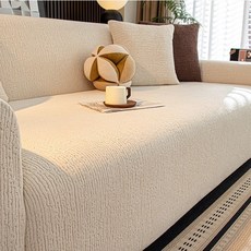 Tixpra 사계절 먼지없는 고탄력 와플 소파커버 전방위 + 자체제작 고정 스펀지, 1개, 흰색