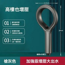 環形鏤空增壓淋浴花灑, 德国精工【环形增压大出水】钛金灰, 1個