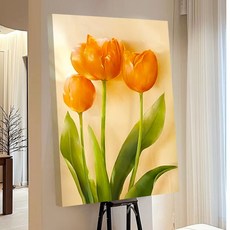 votgl 보석십자수 캔버스형 DIY 액자형 풍경 인물 꽃식물50x40cm, 051튤립, 1개