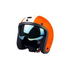 EVO CA312 復古賽車款 3/4安全帽, 橘-白條