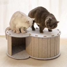 Pakchoice 고양이 S형 터널 집 반련묘 펠트 캣하우스, 1개, 베이지