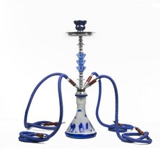 阿拉伯中號水煙壺全套四管亞克力菸斗新品創意玻璃煙具, 1個, 藍色配駱駝瓶:雙管