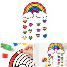 가정용 아이 DIY 썬캐쳐 모빌 유치원 꾸미기 미술수업 썬캐쳐 모빌 무지개