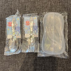 KOM兒童316不鏽鋼餐具便攜組 湯匙叉勺子 短柄 幼兒園 可愛卡通 3-7歲適用, 316鯨魚叉匙+透明盒, 1個, 叉匙