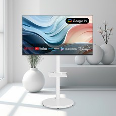 티브이지 구글 스마트TV + 무빙스탠드세트 블랙&화이트 무빙이지 삼텐바이미 이동식TV 삼탠바이미, 고객직접설치, 스탠드형, 무빙스탠드세트 (블랙&화이트), 81cm(32인치)