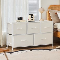 Tanit 패브릭 서랍장 대용량 방수 TV수납장 거실장 협탁 2단5문 3단5문, 2단, 화이트