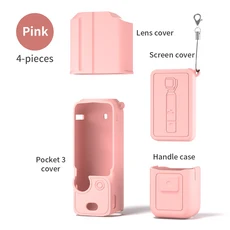포켓 3용 실리콘 커버 부드럽고 유연하며 세척 가능한 렌즈 컵 보호 슬리브 DJI 오즈모 액세서리용 스킨, 02 4 pcs Pink
