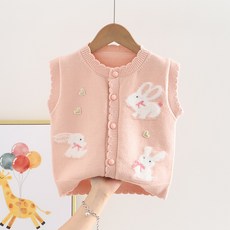 DFMEI 兒童馬甲女童針織開衫女寶寶嬰幼兒上衣卡通背心春秋款0-5歲小童