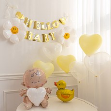 파티몬 헬로 베이비 용품 가랜드 베이비샤워 9종 옐로우 파티 소품, 1개, HELLO BABY 가랜드 베이비 샤워 9종 - 옐로우