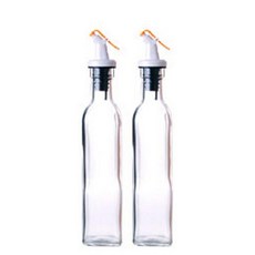 시노글라스 그레이오일병 250ml 화이트와오렌지 2개 세트 유리 실리콘 마개 원터치 개폐