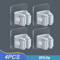 걸레 홀더 자체 후크 접착 욕실 벽걸이 주최자 빗자루 브러시 지원 청소 보관 액세서리 스탠드 주방, 4pcswhite