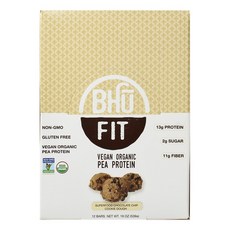 BHU FOODS Fit 素食豌豆蛋白棒超級食品巧克力曲奇麵團 12 條, 1個, 539克