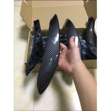 BMW F30 F31 F32 F34 F80 碳纖維外側把手，適用於F32 F34 F36，手把按鍵開關，輕鬆更換, 1個, 水轉碳纖維-外側主駕,F34、F36, 水轉碳纖、銀色