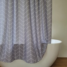 Geulrangaen 布料防水浴室浴簾, 人字紋灰色, 1個