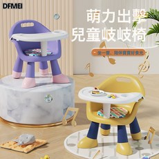 DFMEI 寶寶吃飯桌餐椅凳子嬰兒童椅子家用塑料靠背座椅叫叫小板凳多功能, 1件, 透明可替換餐盤【乳白色】