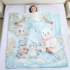 여름 용 얇은 쿨 이불 냉감 침낭, 1개, 북극곰 펭귄