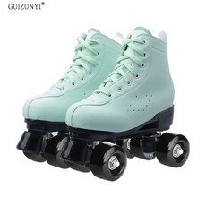 롤러스케이트 입문용 롤러장, 1개, 녹색 가죽+검은 바퀴