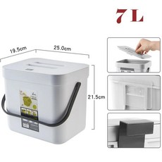 주방 캐비닛 문짝 벽걸이 쓰레기통 뚜껑이 욕실 변기, 6. 7L White