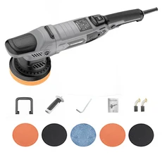 1250W 자동차 광택기 듀얼액션 15mm 편심 오비탈 왁싱 머신 6단 변속 버핑기, 01 실버, 01 유럽 ​​연합