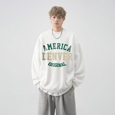 FONOW 가을 겨울 남녀공용 덴버 스탠다드핏 오버핏 맨투맨 티셔츠