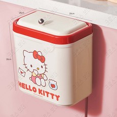 크로스 보더 산리오 주방 벽걸이 쓰레기통 플라스틱 휴지통, 1개, 키티