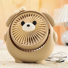 충전 휴대용 바람 학생 미니 작은 USB 팬 강한 편리한 곰 책상, 12CM coff color