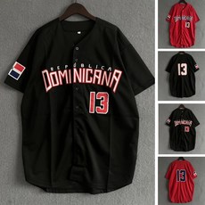 DOMINICANA 도미니카나 블랙 레드 야구유니폼 반팔셔츠 유니폼 티셔츠 T250