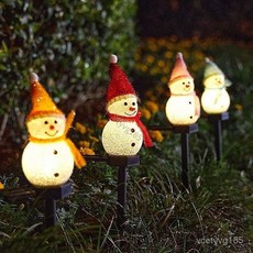 聖誕節裝飾燈 太陽能草坪燈 EVA七彩小雪人LED花園庭院燈 聖誕燈 耶誕燈 星星燈, 粉色雪人,8只裝, 1個