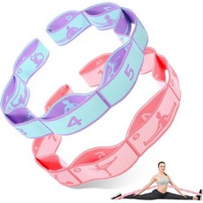 요가 스트랩 밴드 PCS 스트레치 2개 루프가 있는 8개 체조 조절 가능한 운동 저항 발레 핑크/퍼플, 요가 스트랩 밴드 PCS 스트레치 2개 루프가 있는 8