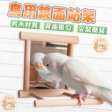 鸚鵡玩具 實木鳥鏡子 鳥類棲木訓練玩具, 1個, 鳥用_鏡子站架