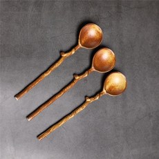 臺灣出貨陶瓷複古攪拌勺粗陶材質小湯勺咖啡調料專用 質感十足居家衝調廚房調味多用途調羹小勺子, 樹根咖啡勺(長度15.5cm),常規, 1個