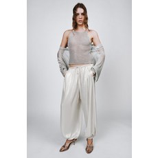 ZARA 메탈릭 얀 크로셰 탑 - 실버 457829800