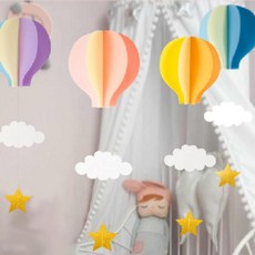 아이방꾸미기용 열기구 모빌 장식 종이 포토존 파티 행사 교실 꾸미기 인테리어, 1-열기구장식-분홍