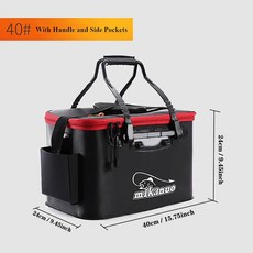 휴대용 낚시 가방 접이식 낚시 양동이 라이브 물고기 상자 캠핑 물 컨테이너 팬 분지 낚시 태클 보관 가방, 40