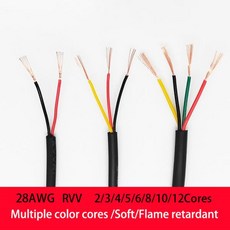 5 0 미터 28AWG 케이블 RVV 2 3 4 5 6 8 0 2 코어 제어 신호 케이블 구리 와이어 검정색 외장 절연 PVC 전선, 10Cores 28 AWG, 10 Meters, 1개
