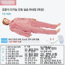 간호 실습 마네킹 다목적 신체 모형 인체 시뮬레이션 교육용 구급 구분, C. H2B여자간병인+허풍흉곽기복