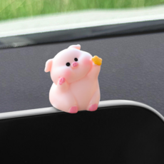 可愛豬豬小公仔 車載解壓裝飾品 創意汽車內飾品, 摘星小猪-擺件（送無痕膠）
