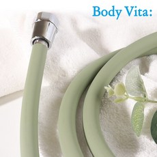 굿웰코퍼레이션 바디비타 샤워기호스 물떼방지 꼬임방지 360도회전 PVC 실리콘 샤워호스 올리브 2M, 1개