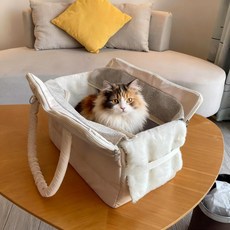 GAPINO 강아지 이동가방 고양이 이동장 휴대용 대용량 토트 겸 크로스 반려동물 이동가방 고양이 애견 겸용, 1개, 베이지