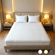 엣지홈 호텔 알러지케어 침대패드 고정밴드 누빔 이불 매트리스 패드 슈퍼 싱글 퀸 킹, 화이트