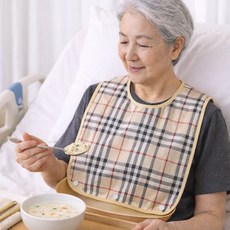 고급 어르신 노인 환자 방수 턱받이 요양원 요양병원 환자용 성인용 앞치마, 네이비(청색)_소(Small), 1개