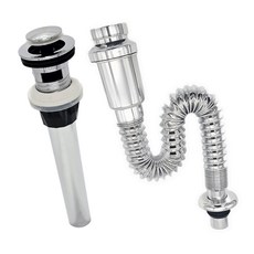 지엔리빙바스 세면대 배수구 부속품 ABS 자동폽업 원터치 바닥트랩, 1세트