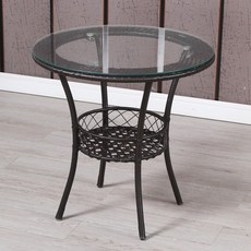 야외용 테이블 세트 라탄 테이블 수입 가구 부부 러브 사랑 모던 2인용 심플 감성 원탁 베란다 카페 커피 모던, 싱글테이블[브라운]풀커버드글라스, 전체 의상