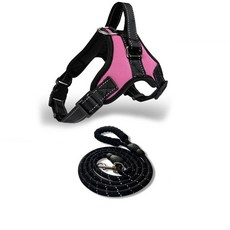강아지용 방수 견인 Harness, 1개, 핑크 가슴 스트랩 + 블랙 스트랩