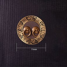 中式仿古櫃門圓盤拉手 櫥櫃衣櫃門銅把手 傢具純銅拉手 Q1LGT01A, 1個, 11cm直徑螺絲款