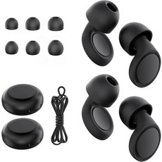 수면용 이어플러그 2쌍 소음 감소용 소프트 풀 실리콘 25dB 콘서트용 재사용 가능한 청력 보호 포커스 민감도 SML로 된 8가지 이어팁 - 보라색, Black