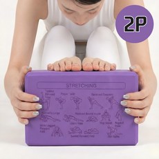 대한만물상 스트레칭 각인 요가블럭 EVA 경량 고밀도 필라테스 요가, 2개, 퍼플