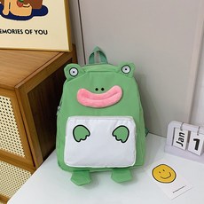DFMEI 開學季卡通青蛙兒童書包大容量學生輕便護脊雙肩揹包潮流女孩, 微笑款:如圖, 1個
